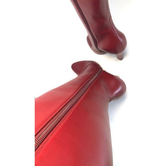 Saint Laurent Red 68 Knee-high Leather Boots - Picture 7 of 12